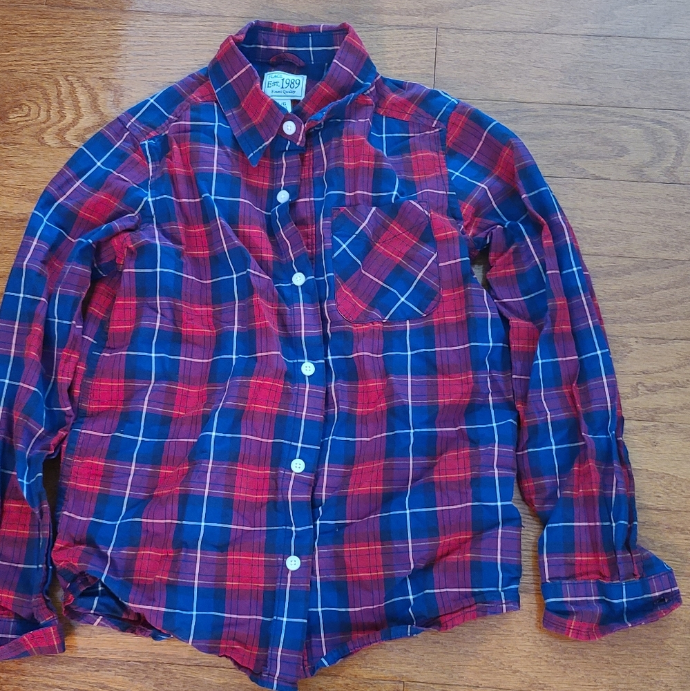 Boys Red and Blue  Button Down Shirt by Place Size 10-12